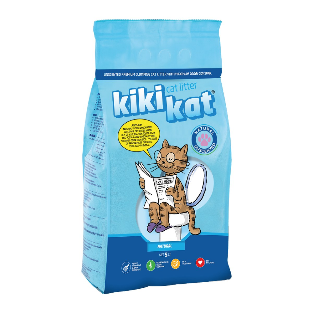 חול לחתולים קיקי קאט טבעי ללא ניחוח 5 ליטר